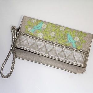 NWOT Vera Bradley Fold Over Wristlet/Clutch Gold